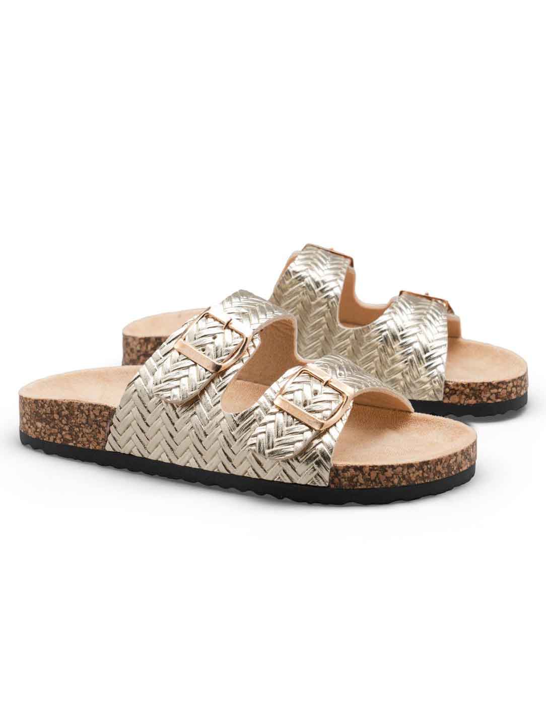 Puglia - Sandaler med brede remme og justerbare spænder i guld